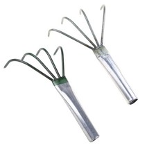 네기 농업 탄소강 4 개 톱니 타인 레이크 손잡이 땅콩 잔디 잎