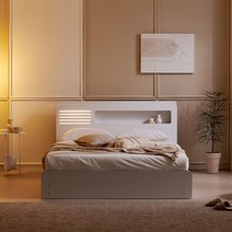 슬립스토아 호텔 허니문 LED 멀티수납 침대 프레임 SSQK, 화이트, 화이트