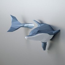 페이퍼크래프트 3D 퍼즐 가면 3D 벽 종이 바다 돌고래 모델 소년 생일 파티 Pre-cut Papercraft Art Chariz, 한개옵션1, 01 Dolphin