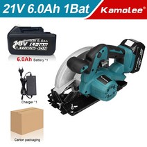 전동 원형 소형 전기톱 엔진톱 Kamolee-가정용 전기 원형톱 7 인치 21V 6.0Ah 6000mAh Makita 18V 배터리, 04 1x6.0Ah 18V Battery_01 미국