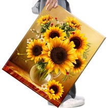 FASEN 사은품+액자 캔버스형보석십자수 DIY세트 라운드 비즈 40 X 50cm, FSE76.병속의해바라기