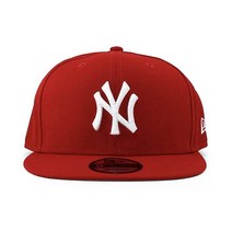 New Era New York Yankees 조절 가능한 9Fifty MLB 플랫 빌 야구 모자 950, One Size_Red, Red