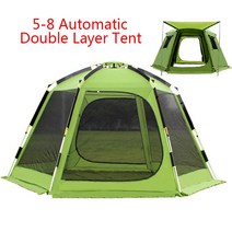 텐트 58 인용 자동 빠른 오픈 비치 텐트 더블 데크 텐트 캠핑 텐트 메쉬 휴대용 배낭 텐트 하이킹에 적합, 2. 5-8 green