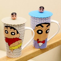 짱구 대용량 머그컵 뚜껑 스푼 포함 물컵 커피잔 커플컵 560ml, 09.제이