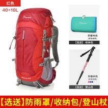 등산 백팩 가방 중형 트레킹 트래킹 아웃도어 스포츠 헬스 레인커버 레저 여행 경량, 레드 50L, 레인커버 포함