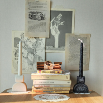 앤티크 테이퍼 인테리어 오브제 촛대 캔들, 초콜릿, 아이보리