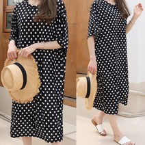 하늘바라기 여성용 쿨링 도트 배색 원피스