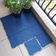 베란다 데크 타일 촘촘 바닥 강마루 테라스 타일 조립식 우드 플라스틱 옥상, 30x30cm(12매입) 16mm 두께, 블루