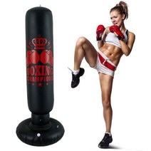 160cm 풍선 권투 가방 열 휘트니스 스포츠 펀치 Sandbag 휘트니스 운동 훈련 권투 자루 PVC 두꺼운 권투 기둥, 검은색