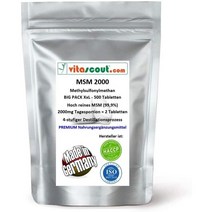 독일직구 MSM Methylsulfonylmethane 500정 데일리 2000mg (= 2정) 순도 99.9% 실험실 시험 독일제, 상세참조, 수량