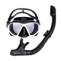 스노쿨링 스킨스쿠버편리한 김서림 방지 눈 보호 고글 1 세트 다이빙 수영 쉬운 호흡 튜브 수중 공급, 04  Black White