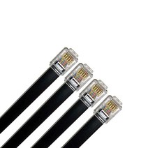 (4팩) 10.2cm(4인치) 블랙 RJ12 6P6C 스트레이트 유선 케이블 미국 제조 데이터 및 음성과 호환 휴대폰 코드 10.2cm(4인치)