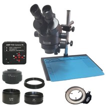 광학현미경 생물현미경 멕시코 7x 45x 동시 초점 삼안 스테레오 현미경 38mp hdmi 디지털 usb 비디오 전화 pcb 시계 수리, 3.5x-90x 추가 38mp