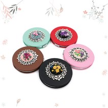 후야몰/대량구매 마카롱 양면 손거울-플라워 5개세트 공방 수업용 반제품 프랑스자수 퀼트, 마카롱양면손거울플라워5개세트-블랙