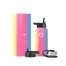 Iron Flask 스포츠 물병 32 Oz 누출 방지 진공 단열 스테인리스 스틸 이중 벽 보온 머그잔 메탈 캔틴 USA 미국, 64 Oz, Rainbow