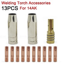 용접노즐 13pcs 14AK 미그 용접 토치 소모품 가스 노즐 팁 밸브 홀더 디퓨저 통합, 01 13pcs_03 0.9mm 0.035in, 01 13pcs_03 0.9mm 0.035in