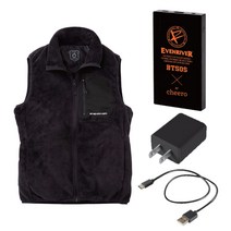 EVENRIVER 이븐 리버 R315 일렉트로모 플리스 베스트 풀 세트 LL 5 : 블랙 일렉서모 소프트 터치 플리스 소재 카본 나노 튜브 높은 I-WARM을 탑재 워크웨어 베스트 케이블 어댑터 작업복