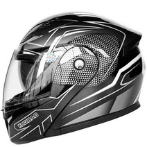 에스티 오토바이헬멧 풀페이스 블루투스 시스템 경량 바이크 하이바, L, 블랙+화이트(일반)