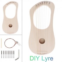 7 현 거문고 하프 DIY 키트 단단한 참피나무 현악기 아마추어 초보자를 위한 세공 페인팅 어셈블리 어린, [03] 3PCS