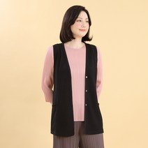 애비뉴투지 엄마옷 골지 주름 여성 봄 가을 주머니 단추 브이 오픈 조끼 V04249 50대 60대 중년여성