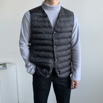 (1+1)남자 오리털 경량 패딩 조끼 누빔 웰론 베스트 가을 겨울 간절기 옷 방한 코디