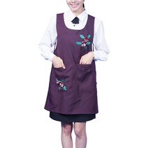 웰컴가운 AE92 큰주머니 원피스형 앞치마 이화꽃송이 요양 복지, AE92 보라M