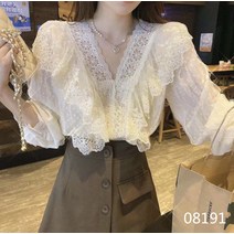 레이스 블라우스 아나운서 느낌나는 우아한 블라우스