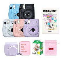 인스탁스 미니11 폴라로이드+전용가방+필름20장+틴케이스+로고파우치, 1개, 블러쉬핑크