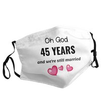 45th Wedding Anniversary Funny Gift For Him Or Her 성인용 인쇄 마스크 일본 만화 영화 방진 빨 조절 가