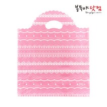봉투야닷컴 LDPE 25호 (25x34cm) 50장 비닐쇼핑백, 레이스-핑크