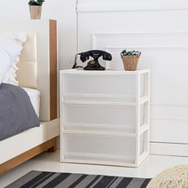 [리빙앤트리] 퓨어시리즈 플라스틱서랍장 드레스룸 옷장서랍 팬트리 정리함, 52cm-3단