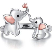 링 부엉이반지 여성을 위한 간단한 귀여운 코끼리 반지 조정 가능한 실버 색상 동물 손가락 가족 엄마 보석 사랑 선물