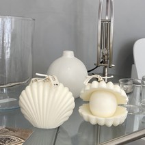 천연 수제 소이캔들 진주 조개 감성 캔들 오브제 직장동료 퇴사선물 돌 웨딩 답례품, 유칼립투스