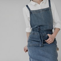 데님 빈티지 바리스타 끈 앞치마 카페 공방 꽃집, 다크블루