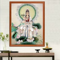 좌련 관음보살 불교 종교 인테리어 그림 전체 큐빅 비즈 대형 보석십자수 재료 만들기 세트, 60x75cm