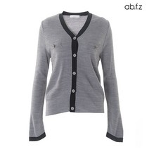 에이비플러스 ab.f.z 슬림 넥 라인 배색 니트 가디건 (AFU4GY93A)