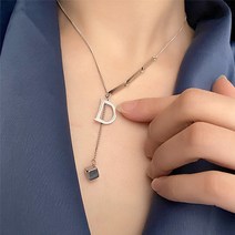 다왕 ftZNT064 D 포인트 드롭 언발 목걸이 [써지컬스틸]