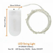 9 가지 색상 123510M LED 스트링 라이트 코르크 패어리 화환 휴일 램프 USB배터리 전원 크리스마스 새해 장식, 1M by CR2032 Battery_Multicolo