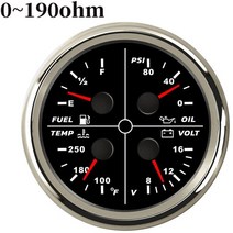 디지털 압력 게이지 연료 오일 유압 센서 85mm 수온 측정기 레벨 전압 4in1 보트, 0-190옴 BS