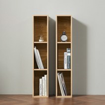 DIY 간편조립 슬림책장 3단 틈새 수납장 2개세트, 색상:우드