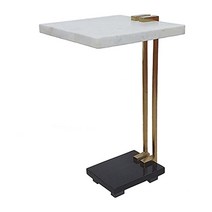 A&B Home 31.8cm(12.5인치) W 직사각형 블랙 앤 화이트 대리석/철 실내 사이드 테이블