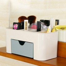 블루 투톤서랍 화장대 브러쉬꽂이 립스틱 면봉케이스 빗통 보관함 콘솔