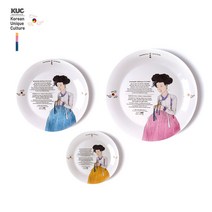 신윤복 미인도 모작 전통기법 도자기 홈세트, 사각접시 세트