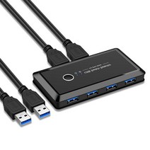 KVM 스위치 RYRA-4 인 1 포트 USB 3.0 부품 허브 스위치 KVM 프린터 디스크 마우스 키보드 공유 장치 용 케, 01 Black, 01 Black