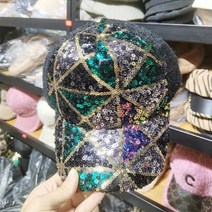 C50 원마일 연예인 베이지 볼캡 야구모자 모자 여성 가을겨울 스팽글 캡 벨벳