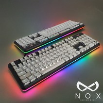 녹스 VALKAN 커스텀키보드 청축 게이밍 LED 유선키보드, 실버