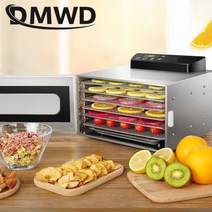 과일 야채 음식 건조기 말린과일 110V 220V 6 트레이 말린 식품 탈수기 스낵 탈수 공기 스테인레스 스틸 허브 고기, 01 With Window_02 EU_01 110V