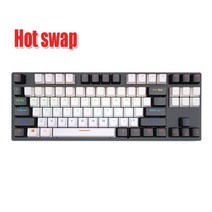 K550 USB 유선 기계식 키보드 87 키 다채로운 백라이트 핫 스왑 75% 게이머 노트북 데스크탑 용 게임, Red Switch, Black White hot swap