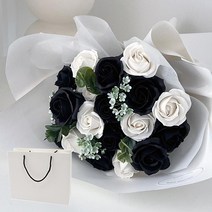 어나더플레르 20송이 장미 꽃다발 + 쇼핑백, 블랙앤화이트