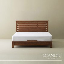 [스칸딕]침대의 정석 번드 원목 통깔판 퀸(Q)평상형 + 서포트 온탑 매트리스 포함, 딥내츄럴